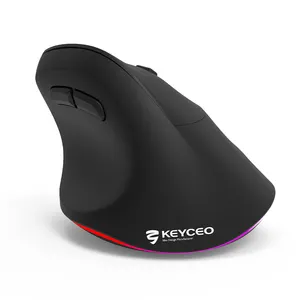 Mouse de computador, mouse para jogos recarregável sem fio oem personalizado 2.4g + bt rgb com 2400 dpi mouse vertical para pc e laptop