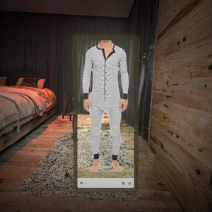 Pyjama en tricot rayé thermique pour homme, taille plus, combinaison à manches longues pour la maison - Product Image 3