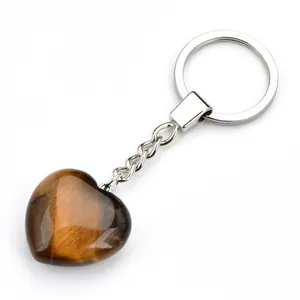 Porte-clés avec cœur en pierre précieuse, accessoire en cristal Quartz, pierre précieuse, Chakra, cadeau Souvenir, nouveau,