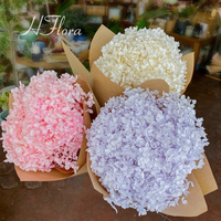 Groothandel enkelvoudige stengels geconserveerde hortensia's voor thuisdecoratie, bruiloft, boogboeketten, gedroogde bloemen, lange hortensia bloemen