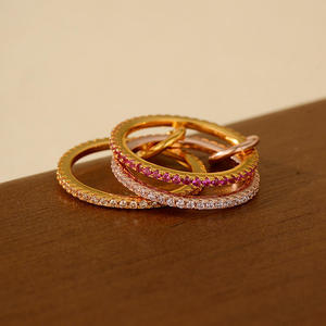 <span class=keywords><strong>Magnifique</strong></span> bijou en argent sterling 925 plaqué or rose avec zircon, design unique à trois couches, classique pour mariage et soirée, tendance - Product Image 4