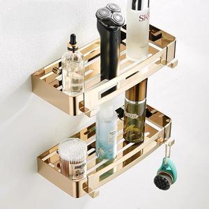 Étagère murale de salle de bain en acier inoxydable, support de rangement de luxe doré pour toilettes, lavabo, miroir, 2 niveaux - Product Image 1