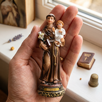 Statue en résine de Saint Antoine de Padoue tenant le bébé Jésus, figurine catholique peinte à la main, dévotion chrétienne pour autel, bureau, cadeaux pour la maison