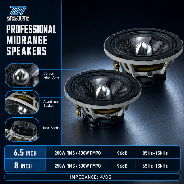 High Spl Midrange Car Speaker 6.5 Inch RMS 96dB Neodymium Phase Plug for 3 Way Car Audio System Chuchero Open Show Upgrade