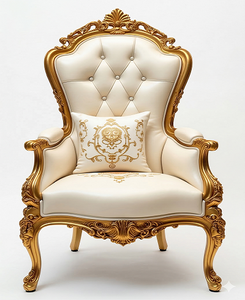 Sillón Individual Estilo Royal con Estructura de Madera Sólida y Cojín Acolchado para Sala de Estar - Product Image 1