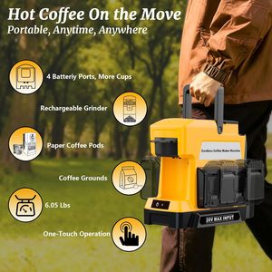 Cafetera Inalámbrica para Batería Dewalt 20V MAX, 3 Opciones de Preparación, Cafetera de Goteo con Molinillo de Café, Portátil Individual - Product Image 6