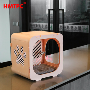 HMTPC Cat Cage Pink Foldable <b>Plastic</b> Quadratic Pet Bed For Cats - Product Image 1