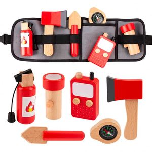 Sac à main réaliste pour garçons et filles, costume de <span class=keywords><strong>pompier</strong></span> avec accessoires en bois pour jeu de rôle - Product Image 3