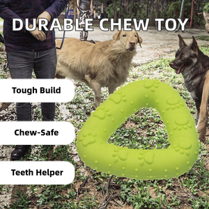 Jouet à mâcher en forme <span class=keywords><strong>de</strong></span> triangle avec empreintes <span class=keywords><strong>de</strong></span> pattes en TPR pour chiens, résistant aux morsures, en caoutchouc durable, pour la <span class=keywords><strong>dentition</strong></span> et l'entraînement - Product Image 2