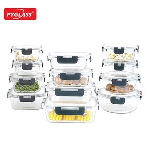 Pyglass Top Seller 24 pièces de récipients de stockage des aliments en verre supérieur ensemble de couvercles carrés en plastique pliants pour accessoires de cuisine - Product Image 2