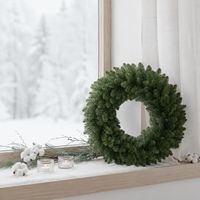 Guirlande de Noël moderne en PVC imitation pin, couronne ronde de 60 cm, DIY pour décoration de porte et arbre de Noël