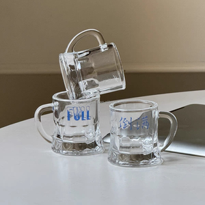 Logo personnalisé petite chope à bière 2oz mini <span class=keywords><strong>verre</strong></span> à liqueur avec poignée tasses en <span class=keywords><strong>verre</strong></span> pour café expresso verres à boire verres à café - Product Image 3