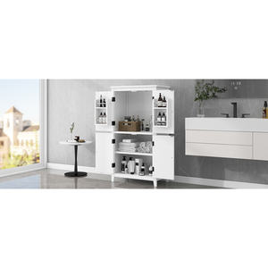 DB Elegant Unité de rangement de salle de bain autoportante à 4 portes Armoire de sol peu encombrante avec étagères réglables - Product Image 1