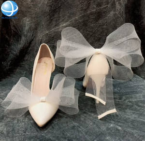 Broche de zapato con lazo de malla de satén Beige, <span class=keywords><strong>Clip</strong></span> de zapato extraíble <span class=keywords><strong>para</strong></span> mujer, Sandalia de tacón alto <span class=keywords><strong>para</strong></span> boda, accesorios decorativos de <span class=keywords><strong>joya</strong></span> - Product Image 5