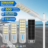 Lampes solaires extérieures à prix compétitif, étanches, 100W 200W 300W, durables, en ABS, IP65, avec capteur de mouvement intégré, lampadaire solaire LED