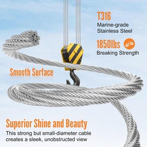 Cable de Acero Inoxidable de 1/8'' Grado Marino T316, Cable de Acero Inoxidable <span class=keywords><strong>7x7</strong></span> 1 para Barandilla de Cubierta - Product Image 3