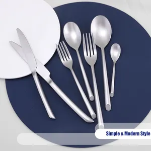 Low Price Restaurant Tableware Serving Utensils 304 Silver Large Spoon Public Fork Flatware Stainless Steel Serving Cutlery