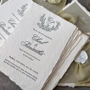 การ์ดเชิญงานแต่งงานคุณภาพสูงขอบกระดาษรีไซเคิลพิมพ์ลายตัวอักษร - Product Image 3