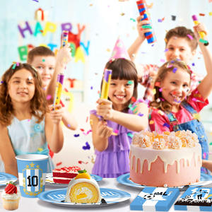 Artículos <span class=keywords><strong>de</strong></span> Fiesta para Fanáticos <span class=keywords><strong>de</strong></span> <span class=keywords><strong>Messi</strong></span>: Pancarta, Bandera, Vajilla, Bandeja <span class=keywords><strong>de</strong></span> Papel, Vasos, Servilletas, Globos, Adornos para Pastel, Azul, Blanco y Dorado - Product Image 2