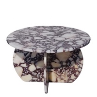 Table basse en marbre naturel Calacatta Viola, design contemporain personnalisé, mobilier de salon pour la maison