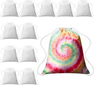eco friendly customized Tie Dye Cotton Drawstring Bags Drawstring Tote Backpack Items to Tie Dye DIY Birthday Party Favor Bags