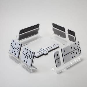 Usine Nouvelle Arrivée Personnalisé Deux Tons Noir et Blanc Acrylique Domino Jeu avec 4 Racks - Product Image 2
