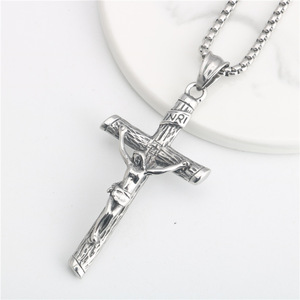 Collier pour homme, Hip-Hop, personnalisé, en acier inoxydable, pendentif de croix de jésus, <span class=keywords><strong>Victoria</strong></span> Crucifix, <span class=keywords><strong>bijoux</strong></span> de noël - Product Image 1
