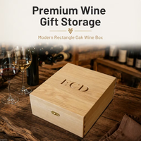 Boîte de rangement pour vin en bois flexible sculptée, rectangulaire, moderne, en chêne, pour trois bouteilles, avec logo personnalisable