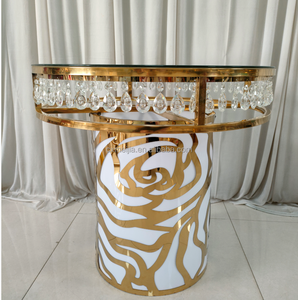 Wedding <strong>Decoration</strong> Gold Crystal Round Cake Dessert <strong>Table</strong> Display Stand Stainless Steel <strong>Table</strong> Wedding Events Party <strong>Decor</strong> <strong>Table</strong> - Product Image 1