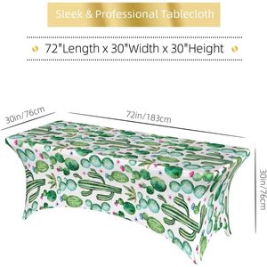 Stock personnalisé aquarelle Cactus luxe mariage Banquet fête Table couverture rectangulaire Spandex nappe extensible pour hôtels PE - Product Image 3