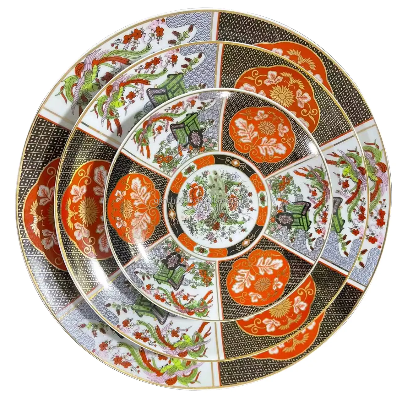 18inches round shape large serving plates Arabic peacock porcelain 45CM large plates japanese rickshaw 18inch ceramic dishes