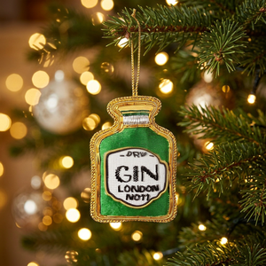 Designer Gin Bottle Zari Thread <b>Hanging</b> – Festive Home Decoration, Bar Theme Ornament, Wholesale Return Gift - Product Image 1