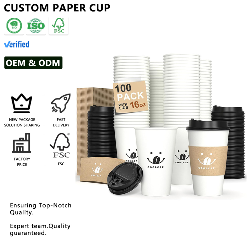 Customized Logo High Quality Single Wall Eco-friendly Disposable Coffee Paper Cup for Wine & Carbonated Drinks Wholesale