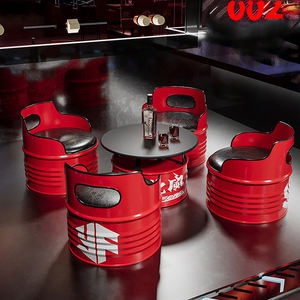 طقم طاولة وكراسي بار، أريكة على شكل برميل زيت، طاولة قهوة من الحديد الفني لـ KTV، أريكة عصرية بتصميم صناعي إبداعي لمتاجر الملابس - Product Image 2