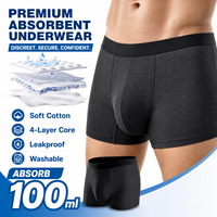 Caleçons Boxers Respirants en Modal Écologique avec Poche 3D-U, 4 Couches, Anti-Fuite 100ML, Anti-Odeur, Lavables, Sous-vêtements Adultes