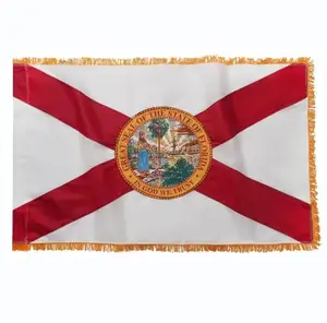 Bendera Florida kustom kualitas tinggi dengan kaki 3x5 berpinggiran emas