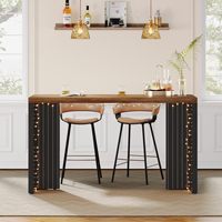 Mesa de Bar Tribesigns de 55,12 pulgadas con una mesa con acabado de mármol falso, mini bar independiente moderno para cocina casera, sala de estar
