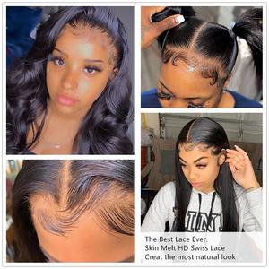 Parrucca in Capelli Indiani Vergini Lisci Naturali Non Trattati, Senza Colla, con Pizzo HD Completo, <span class=keywords><strong>100</strong></span>% Capelli Umani, Frontale in Pizzo - Product Image 5