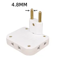 Adaptateur électrique EU en cuivre, prise d'extension 3 en 1, adaptateur rotatif à 180 degrés, convertisseur de prise réglable pour téléphone portable