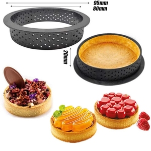 Moules à anneaux à tarte ronds, outils de décoration en <span class=keywords><strong>forme</strong></span> ronde perforés, 8 pièces, bricolage, desserts français, ustensiles de cuisson - Product Image 1