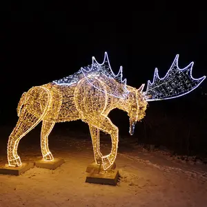 New Metal Frame Powder Coating Animal Commercial Yard Decoration Lights 3D Christmas Deerstanding Reindeer Deer Light