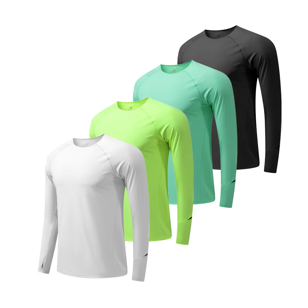 Sublimation Long Sleeve Design Logo Polyester Slim Fit Blank Running T-Shirts