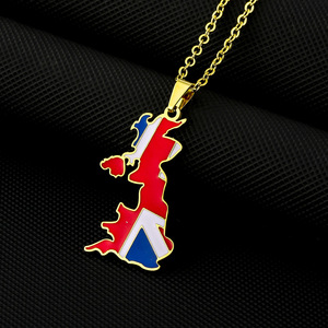 Collier pendentif en émail Royaume-Uni en acier inoxydable, polyvalent, unisexe, pour couple, bijou de mode haut de gamme - Product Image 2