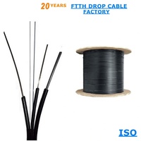 Kabel DROP FTTH Drum kayu lapis 1 CORE, 1km 2km 3km MODE tunggal kabel serat optik dalam ruangan