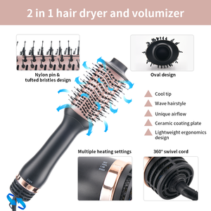 Escova de Ar Quente PRITECH com Cabeçotes Destacáveis Secadoras de Cabelo Escova Secadora Volumizadora 1200w Secador de Cabelo em Uma Etapa - Product Image 3