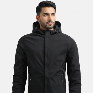 Chaqueta Cortavientos Negra con Capucha para Hombre, Nueva Colección Otoño, Estilo Urbano Brillante - Product Image 1