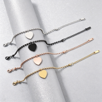 Bracelet chaîne avec pendentif cœur Ywyougang, bracelet chaîne en métal 4 couleurs avec breloque cœur pour gravure laser personnalisée, cadeau de bijoux