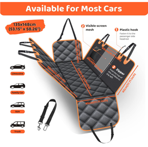 Housse de siège de voiture pour animaux de compagnie, <span class=keywords><strong>protection</strong></span> de voiture imperméable et résistante avec fenêtre en maille et fermeture éclair, <span class=keywords><strong>protection</strong></span> complète du siège arrière et des portes - Product Image 2