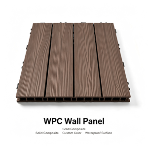 Panneau mural WPC, grain de bois, composite solide, surface imperméable, couleur personnalisée, revêtement intérieur et extérieur - Product Image 1