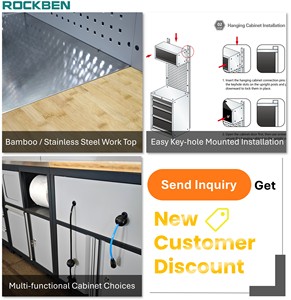 Rockben Modular Thiết Kế Nhà Để Xe Công Cụ Tủ Kim Loại Thép Hội Thảo Máy Trạm Ngăn Kéo Kệ Tủ Với LED Ánh Sáng - Product Image 3